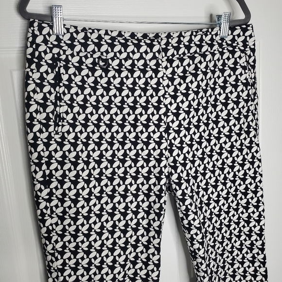 Adriana Papell Kate Black & White Floral Trouser Pants - Picture 3 of 9